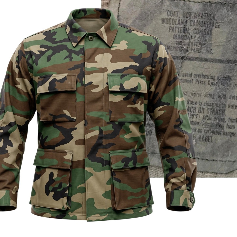 American Apparel Woodland Camo Field L Jacket Shirt Military Rothco style